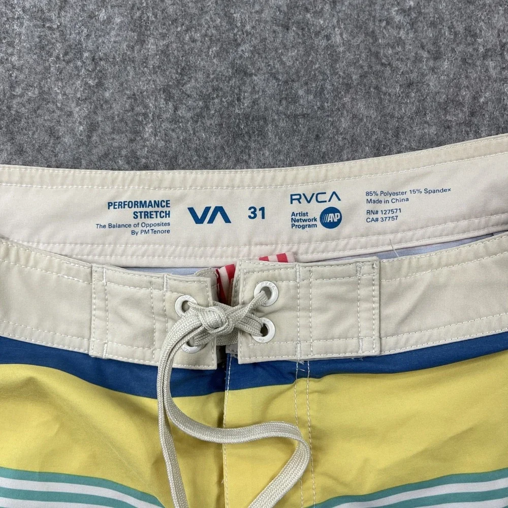 RVCA Shorts Mens 31 Performance Board Drawstring Stretch Swim‎ Hybrid Striped